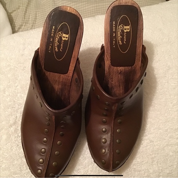 Studded Leather Heeled Clogs - Picture 5 of 11